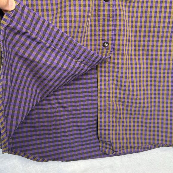 PATAGONIA Women's Size M Loose Fit Purple Khaki Check Plaid Button Front Shirt - Picture 8 of 16